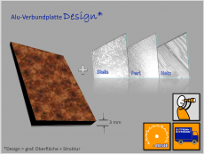 Verbundplatte, Alu(Kern)Alu, Design/weiß 