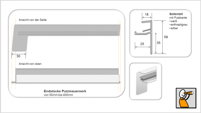 Endstücke f. Außenfesterbank 