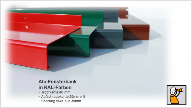 Außenfensterbank Aluminium, Sonderfarben 