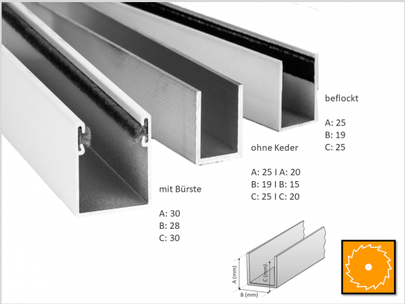 Rollladen-Führungsschiene Alu 