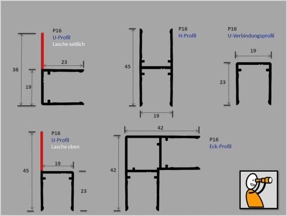 Verlegeprofil "P16", Aluminium 