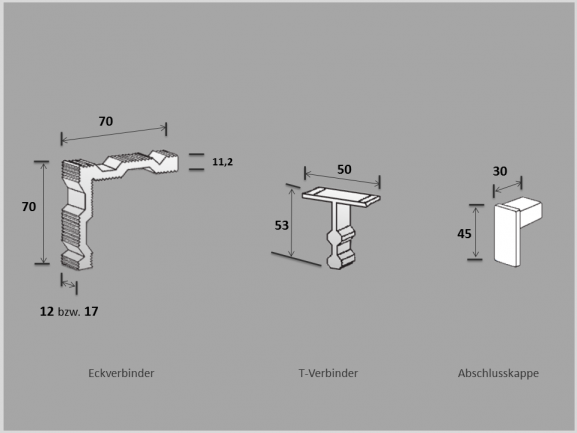 Eckverbinder f. Alu-Rahmenprofil 6 bzw.10 